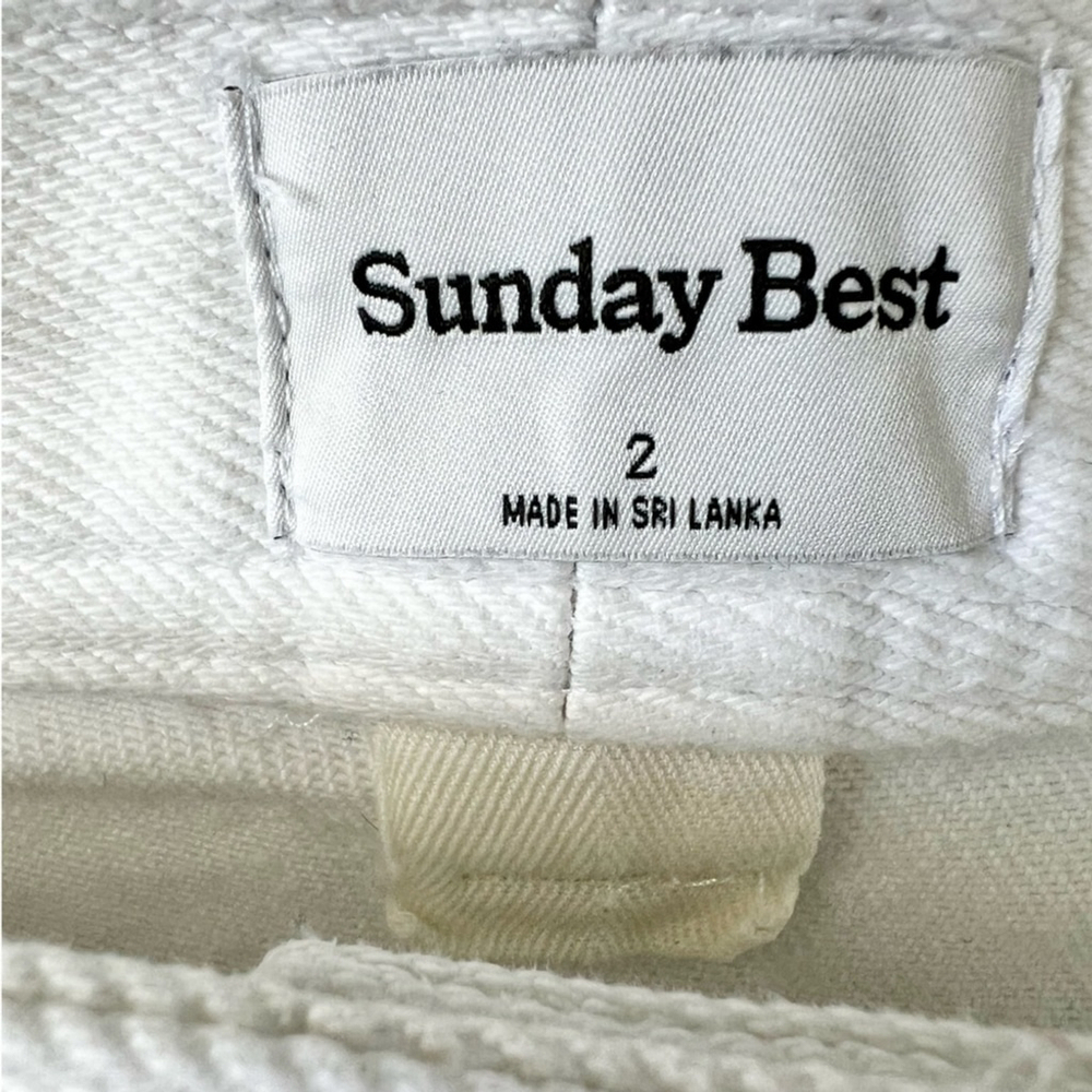 Aritzia Sunday Best white Oscar cargo carpenter straight leg pants 2 - Picture 11 of 13